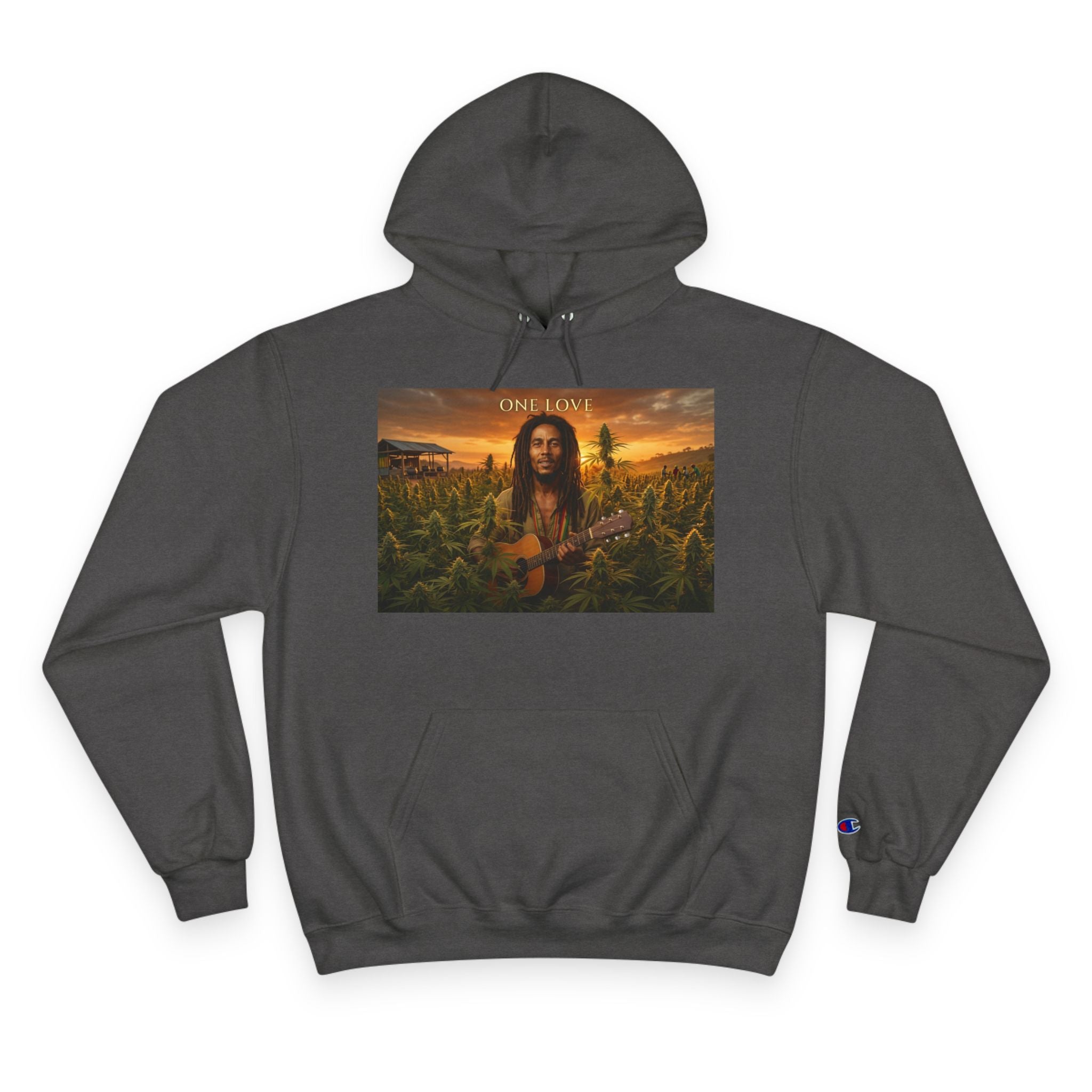 Champion Hoodie — Sunset Guitar Portrait Graphic Hoodie