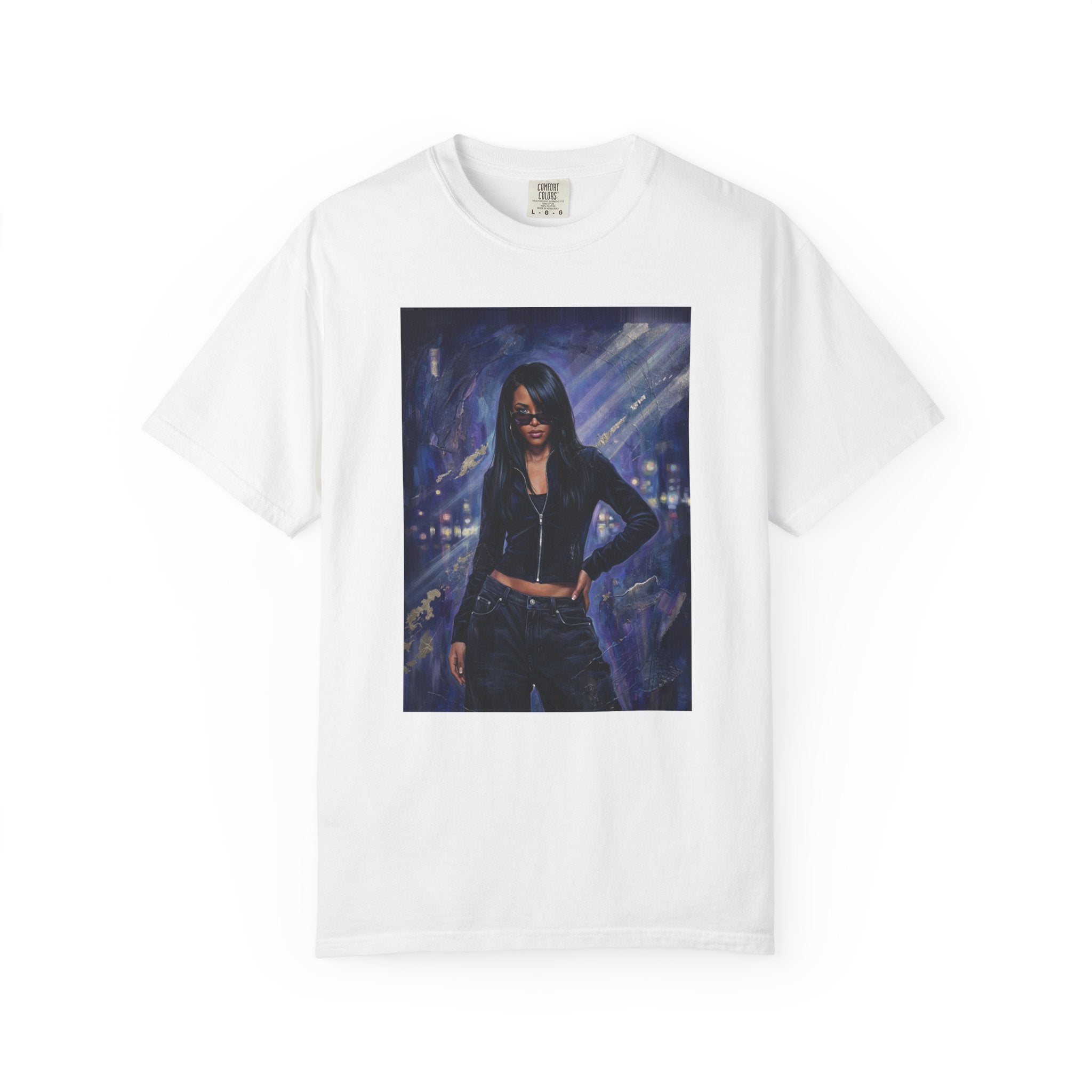 Night City Streetwear T-Shirt — Urban Femme Portrait Graphic