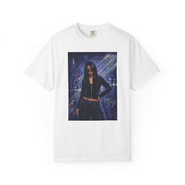 Night City Streetwear T-Shirt — Urban Femme Portrait Graphic