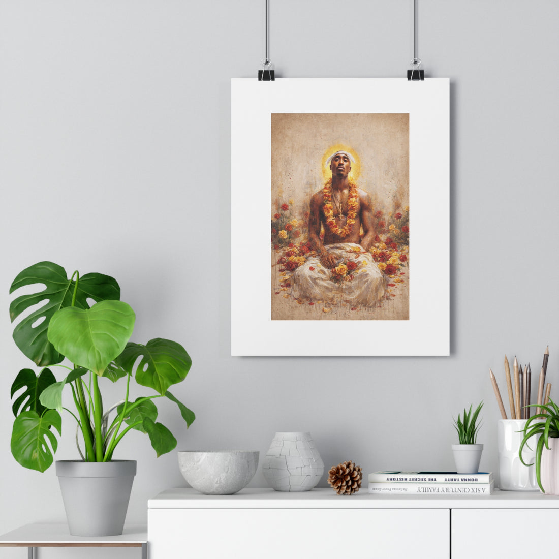 Yoga Meditation Poster — Spiritual Lotus Garlands Wall Art