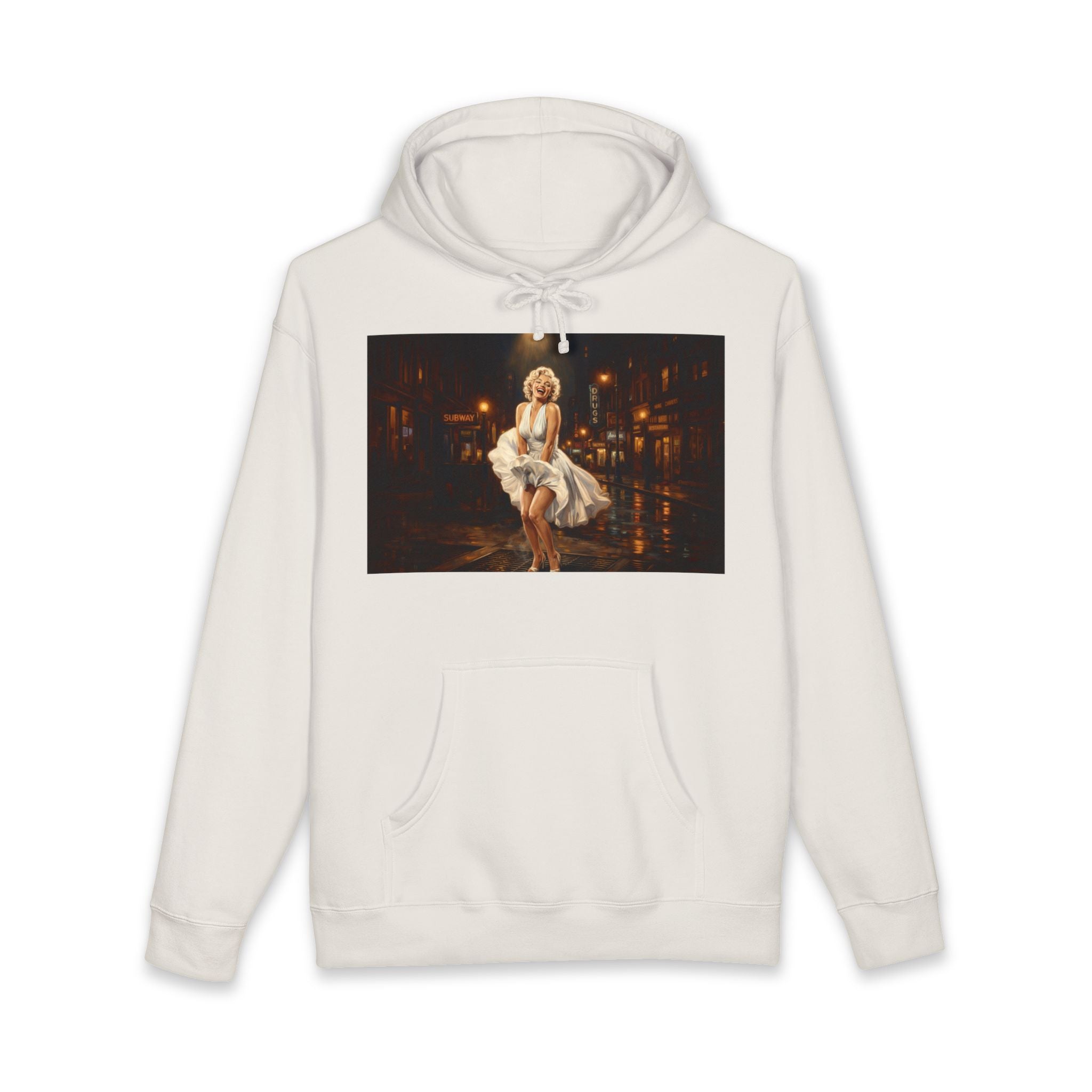 Marilyn-Inspired Retro Night Hoodie — Vintage Pinup Street Scene Sweatshirt