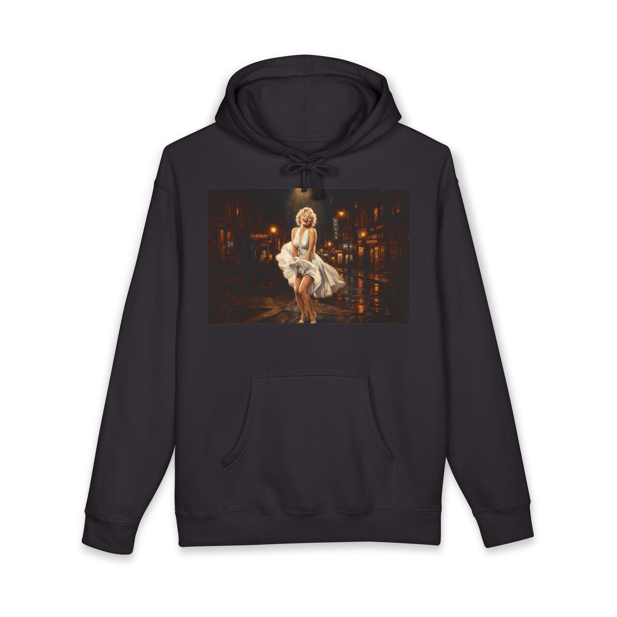 Marilyn-Inspired Retro Night Hoodie — Vintage Pinup Street Scene Sweatshirt