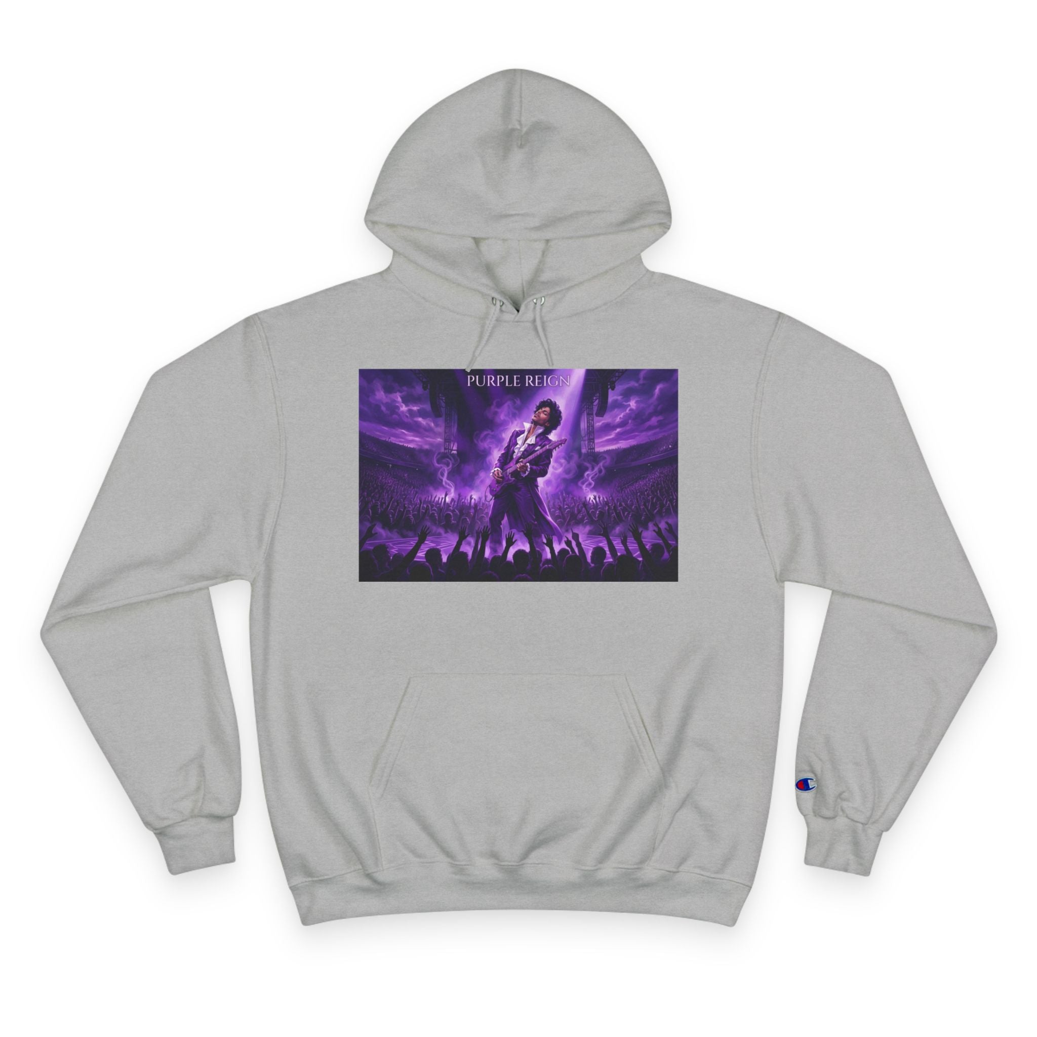 Champion Hoodie with Purple Concert Graphic – Live Music Band Stage Design