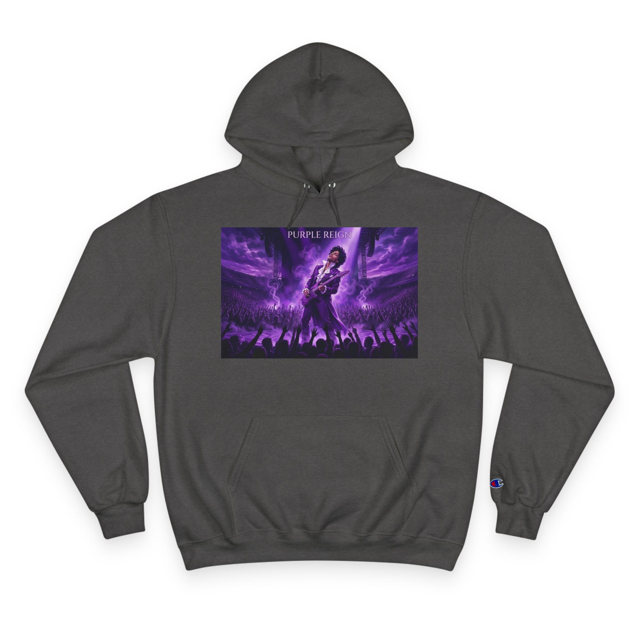 Champion Hoodie with Purple Concert Graphic – Live Music Band Stage Design