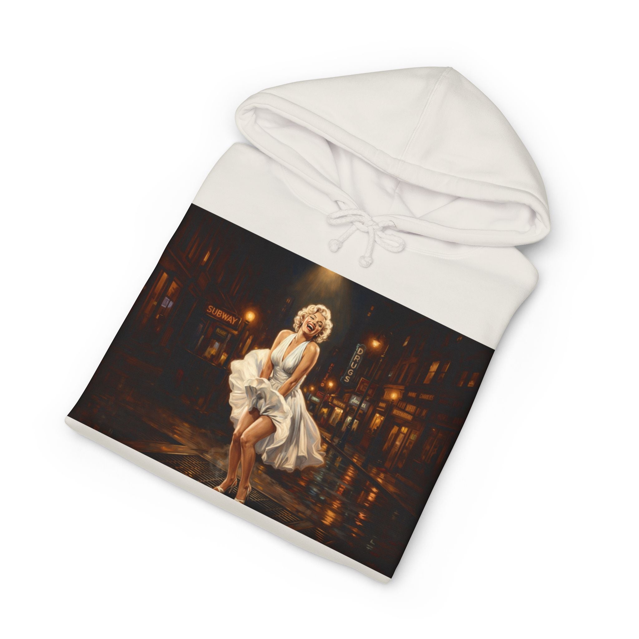 Marilyn-Inspired Retro Night Hoodie — Vintage Pinup Street Scene Sweatshirt
