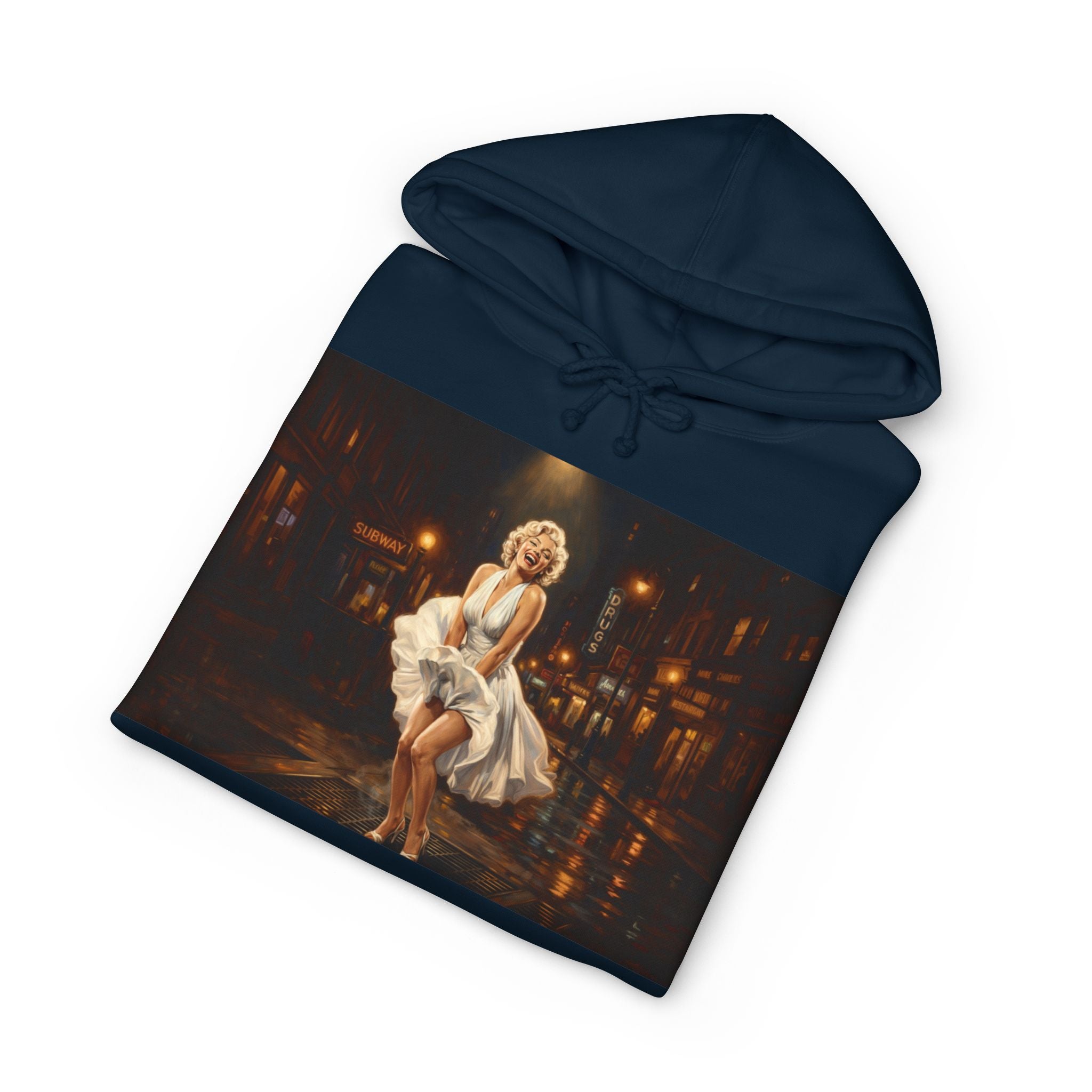 Marilyn-Inspired Retro Night Hoodie — Vintage Pinup Street Scene Sweatshirt