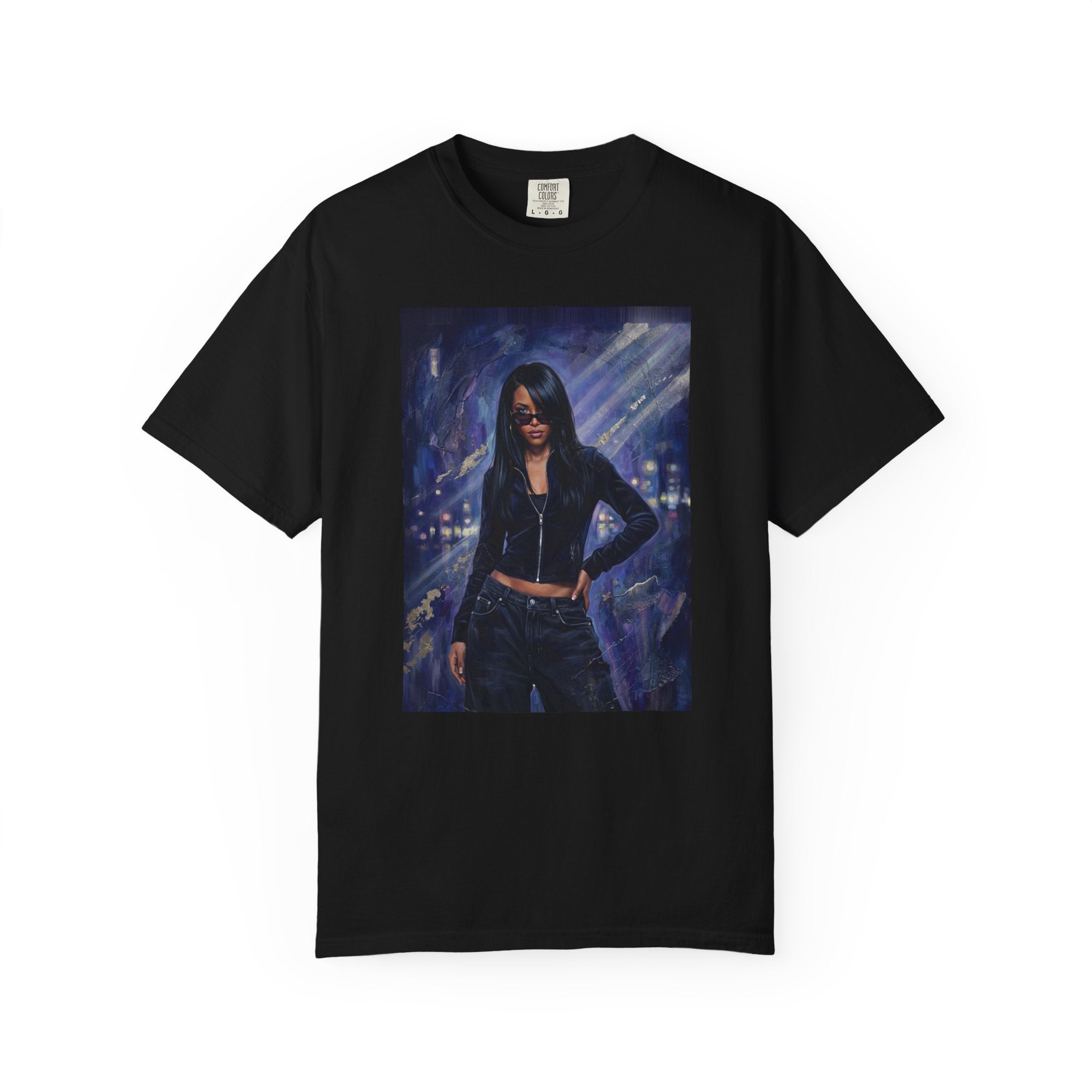 Night City Streetwear T-Shirt — Urban Femme Portrait Graphic