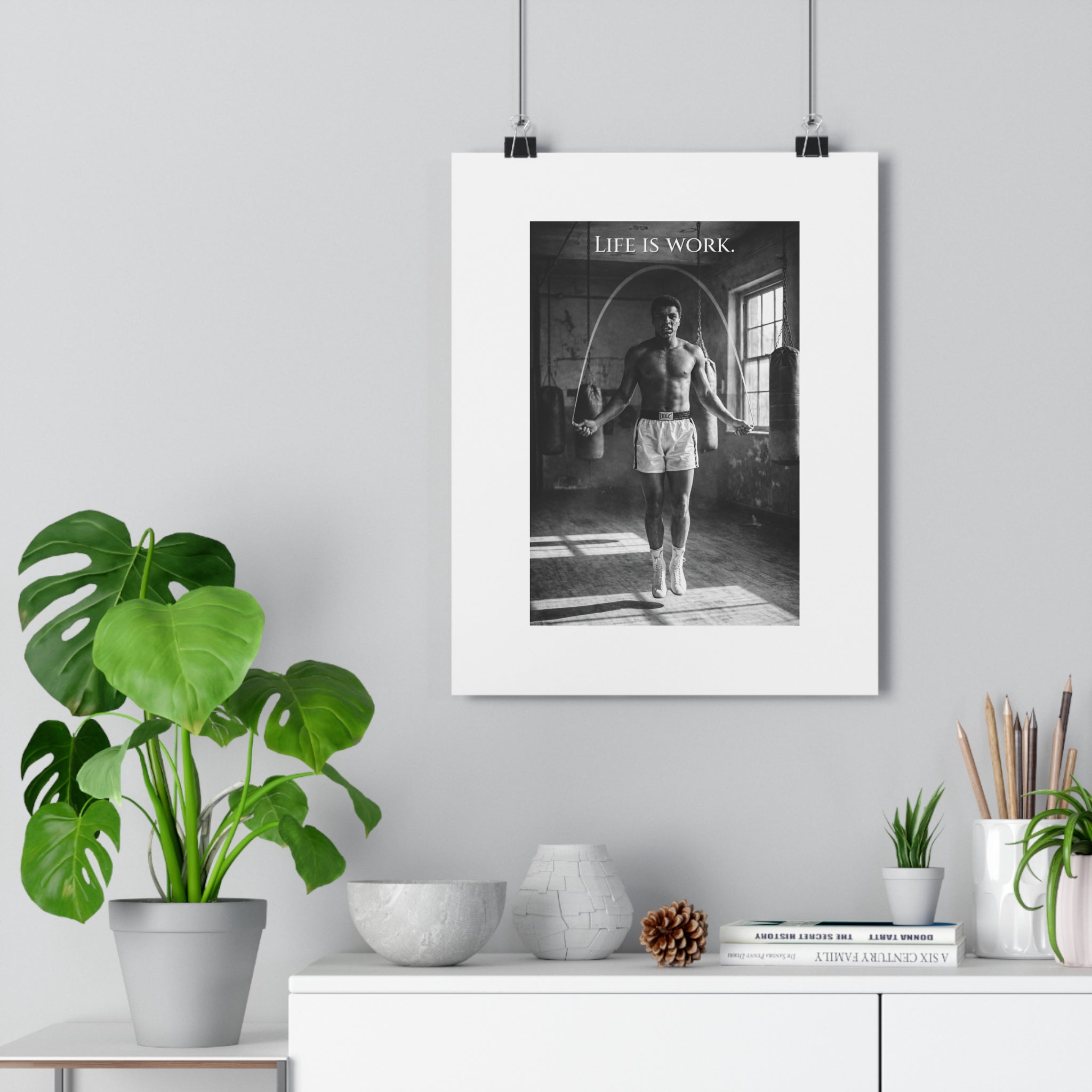 Life Is Work Minimalist Paper Poster — Motivational Wall Art
