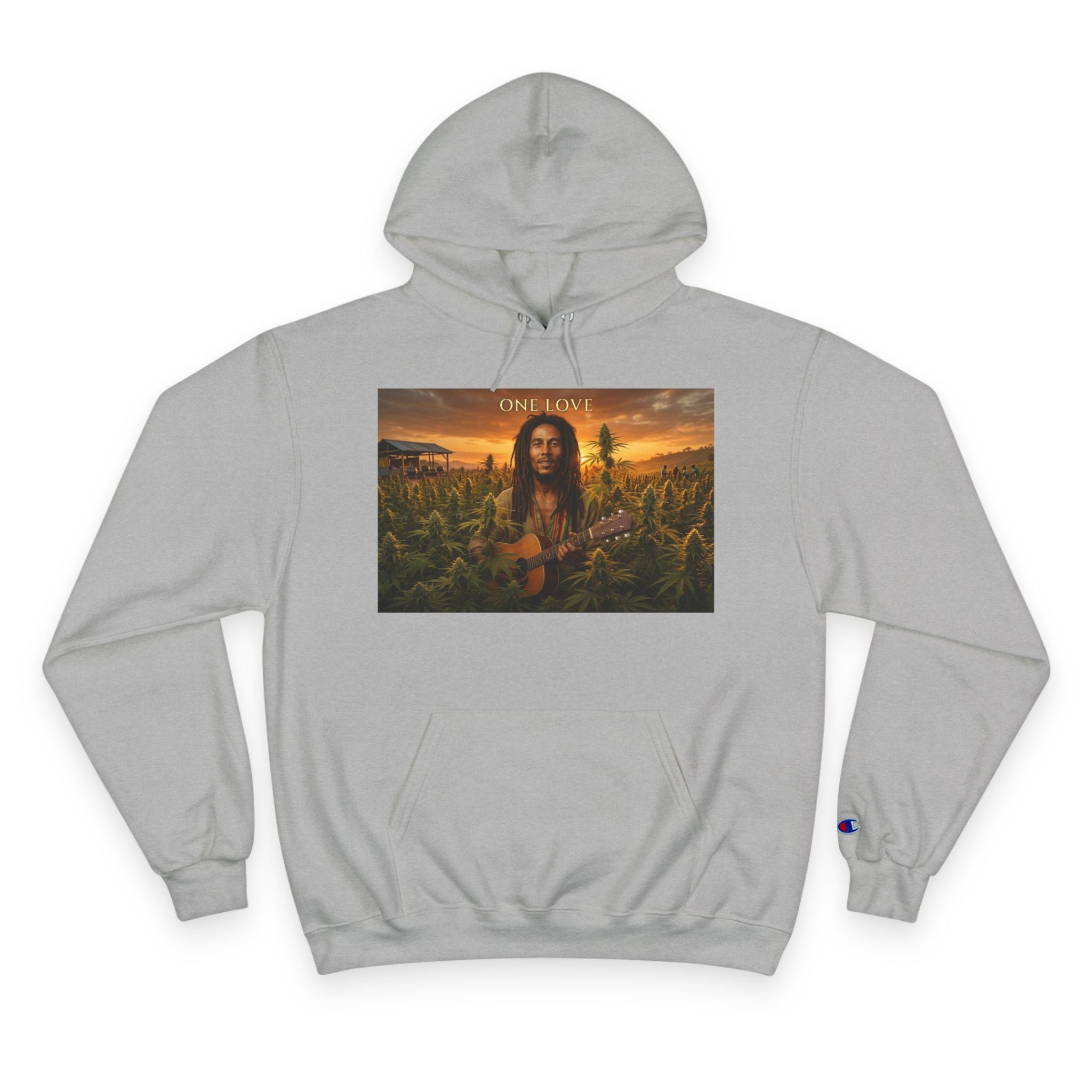 Champion Hoodie — Sunset Guitar Portrait Graphic Hoodie