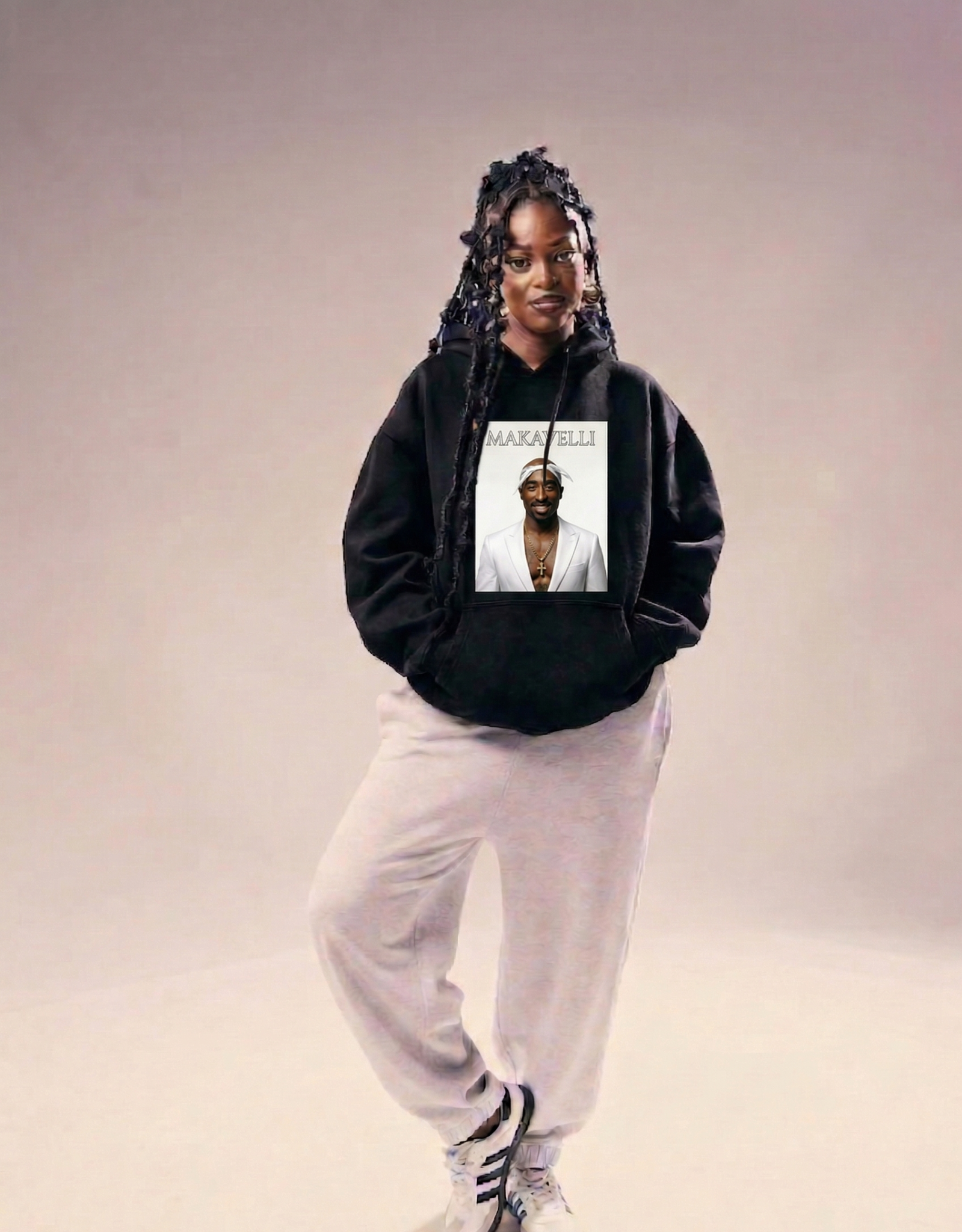 Trendy Hoodie — White Portrait Graphic Hoodie (Minimal Celebrity Photo)