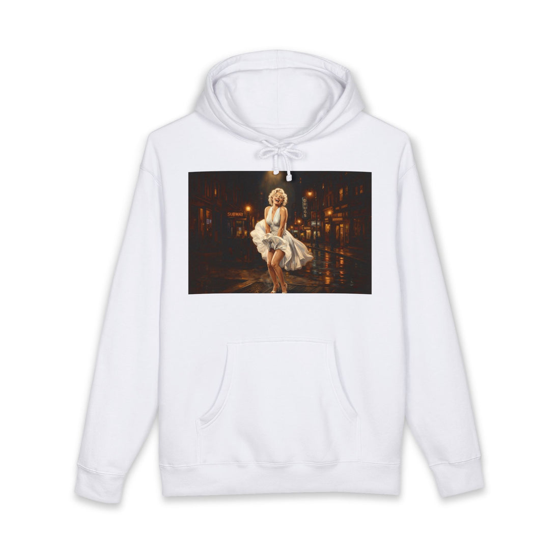 Marilyn-Inspired Retro Night Hoodie — Vintage Pinup Street Scene Sweatshirt