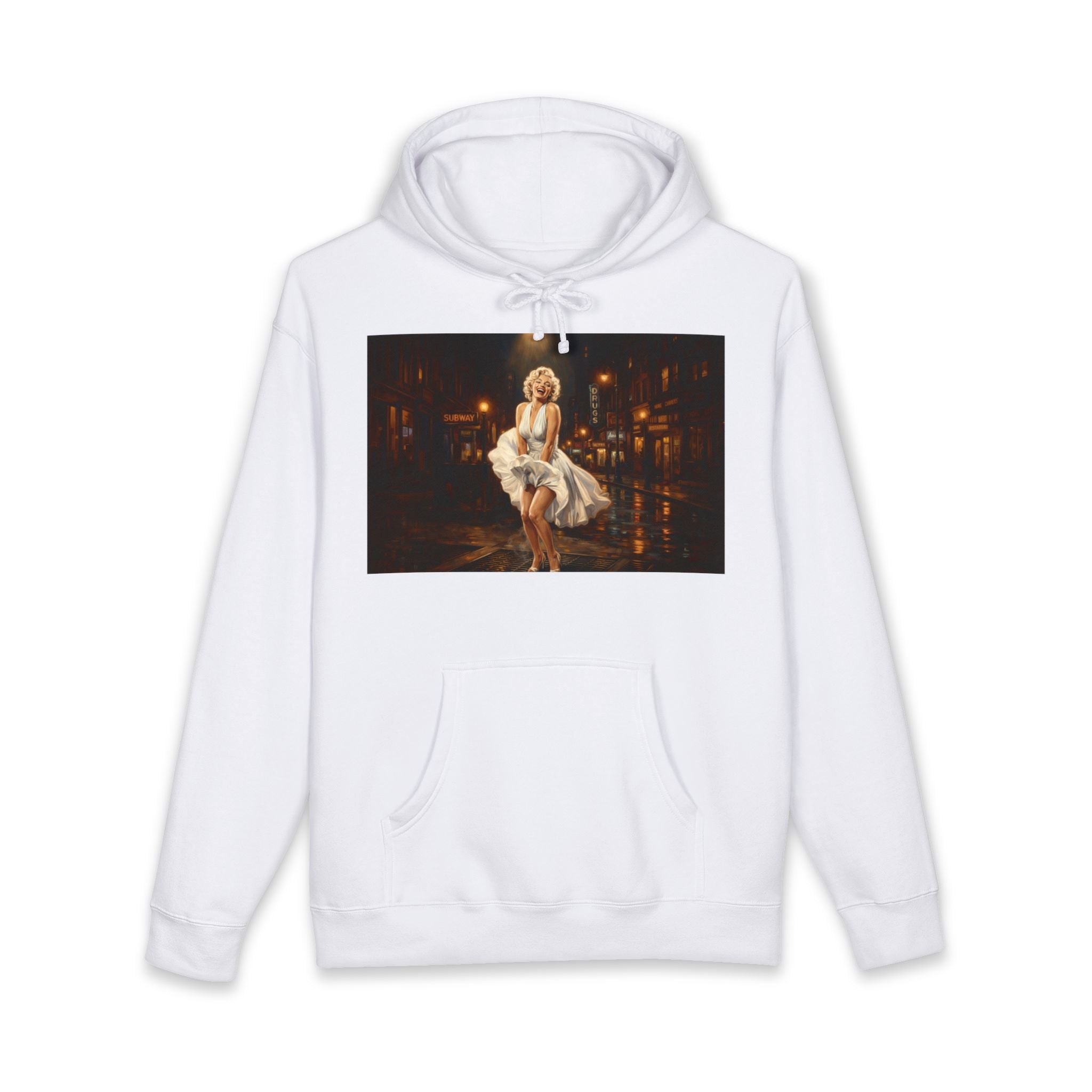Marilyn-Inspired Retro Night Hoodie — Vintage Pinup Street Scene Sweatshirt