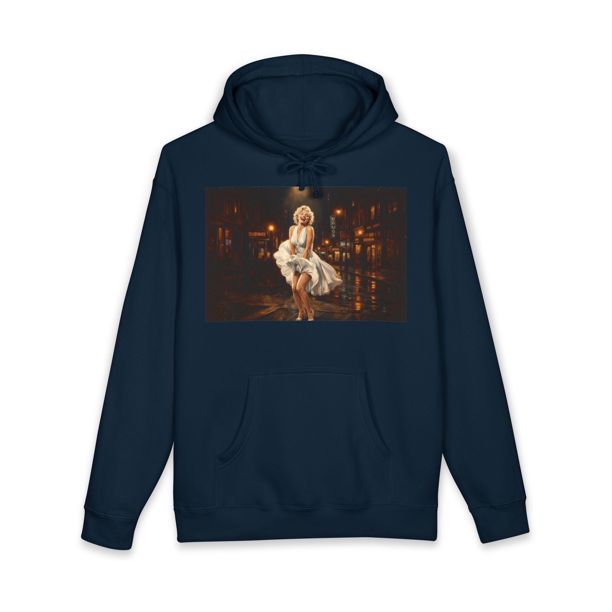 Marilyn-Inspired Retro Night Hoodie — Vintage Pinup Street Scene Sweatshirt