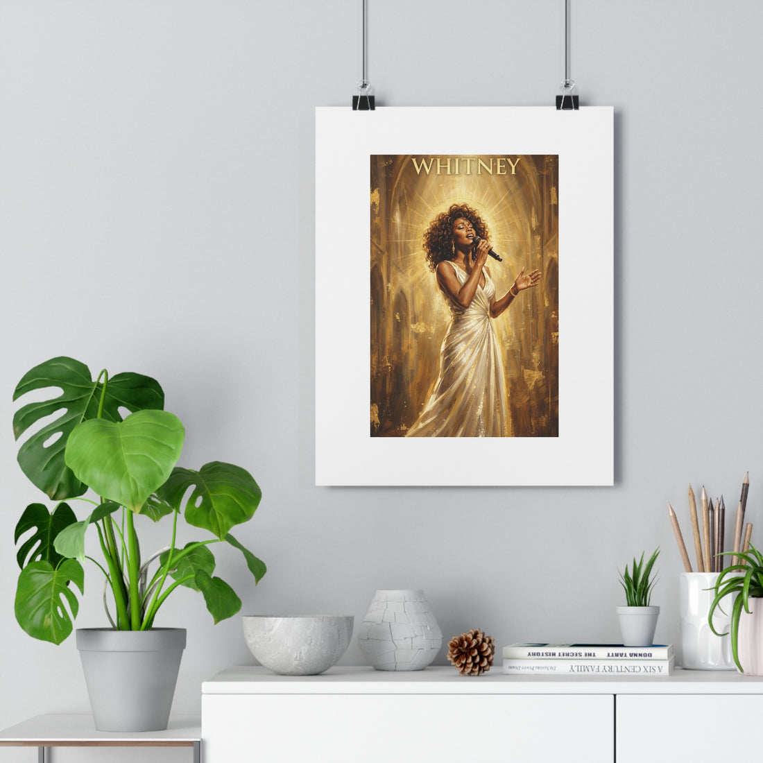 Gold Vocalist Portrait Poster — 'WHITNEY' Inspirational Music Wall Art