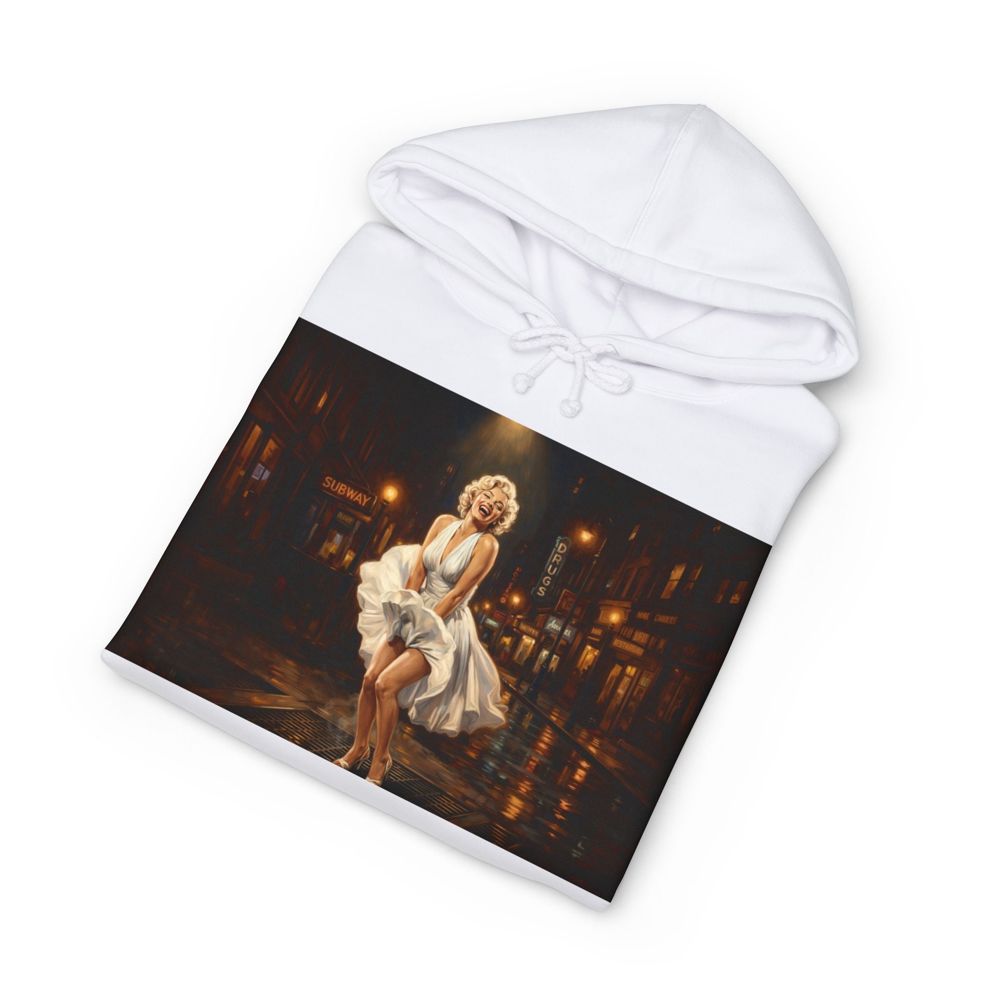 Marilyn-Inspired Retro Night Hoodie — Vintage Pinup Street Scene Sweatshirt