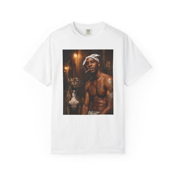 Graphic T-Shirt — Street Style Muscular Portrait with Dog