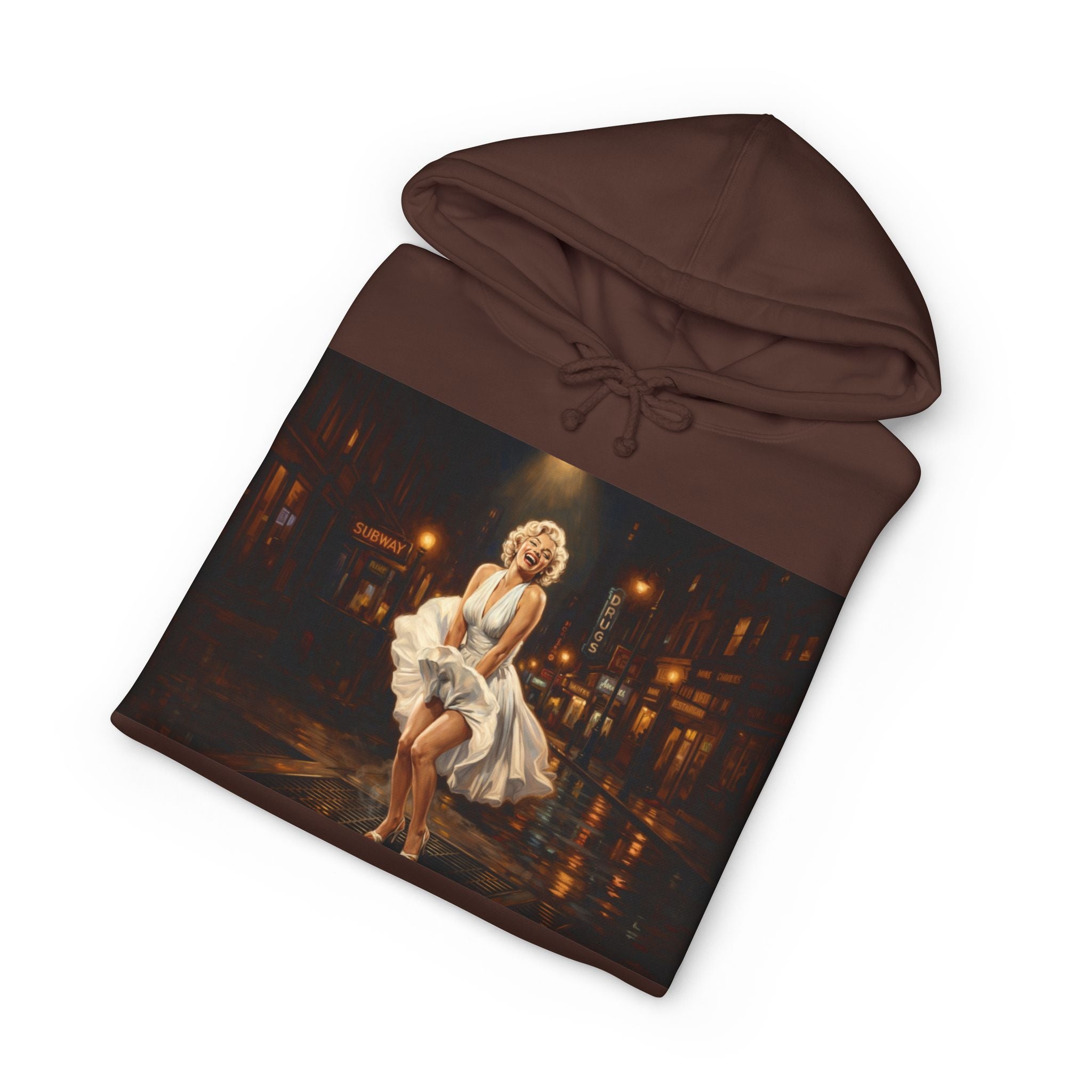 Marilyn-Inspired Retro Night Hoodie — Vintage Pinup Street Scene Sweatshirt