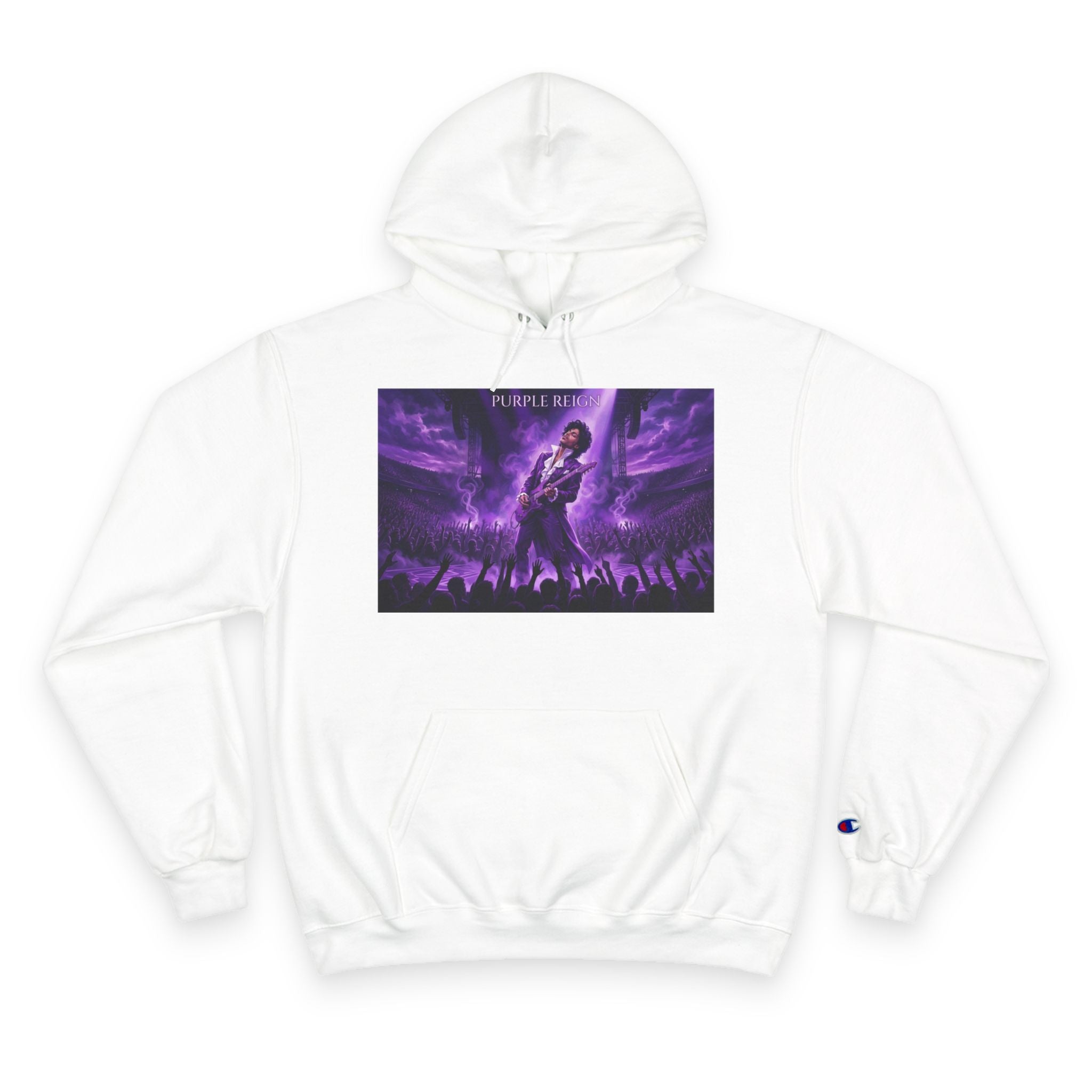 Champion Hoodie with Purple Concert Graphic – Live Music Band Stage Design