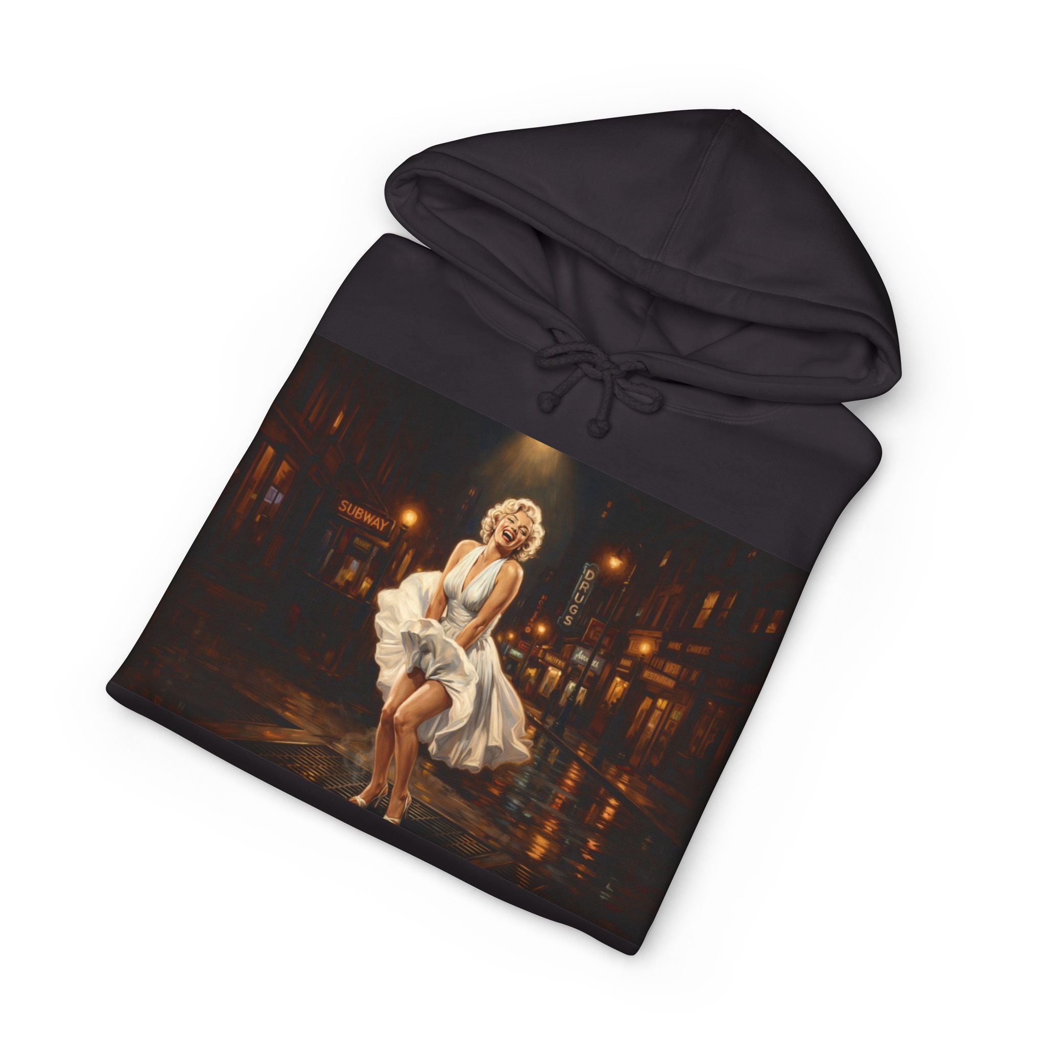 Marilyn-Inspired Retro Night Hoodie — Vintage Pinup Street Scene Sweatshirt
