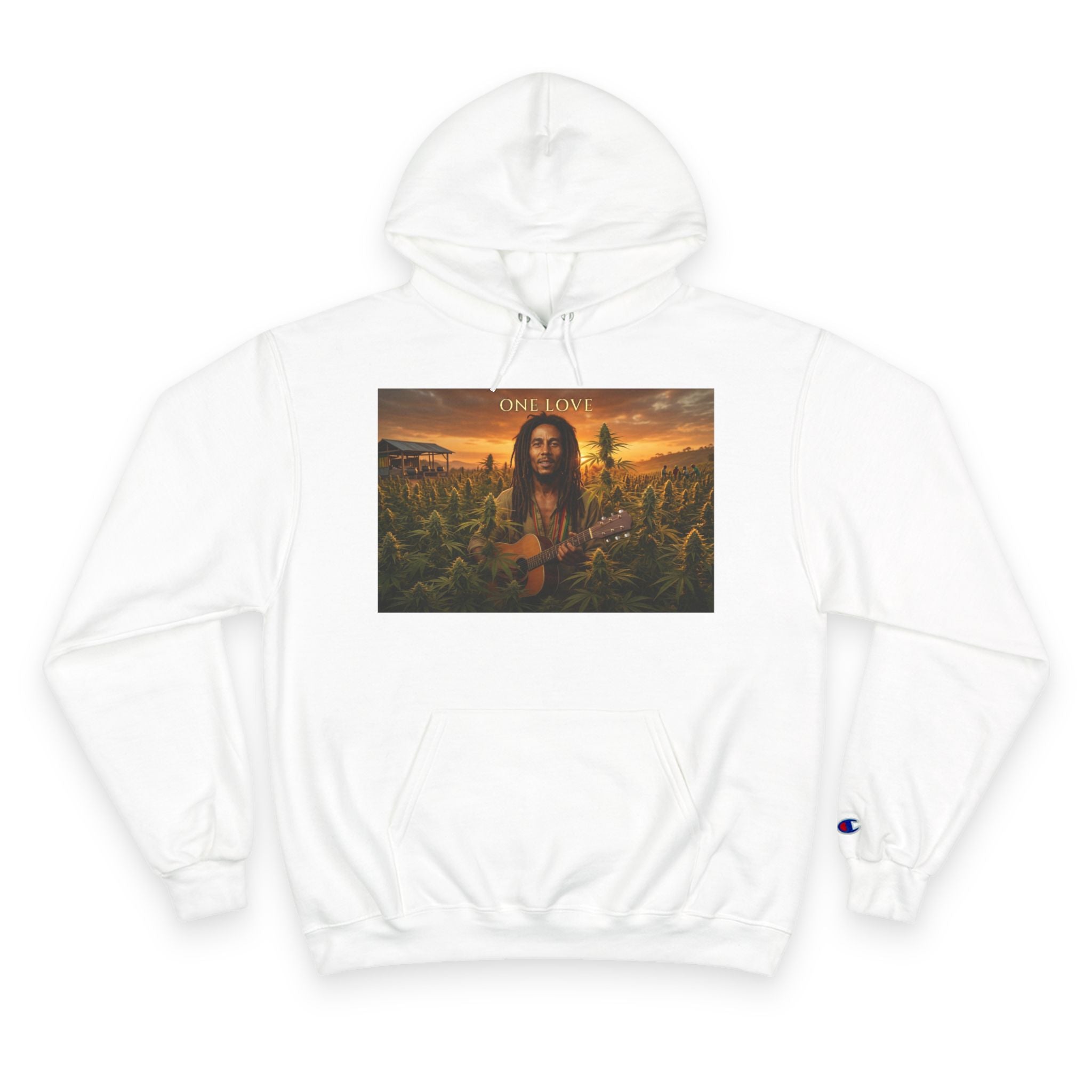 Champion Hoodie — Sunset Guitar Portrait Graphic Hoodie