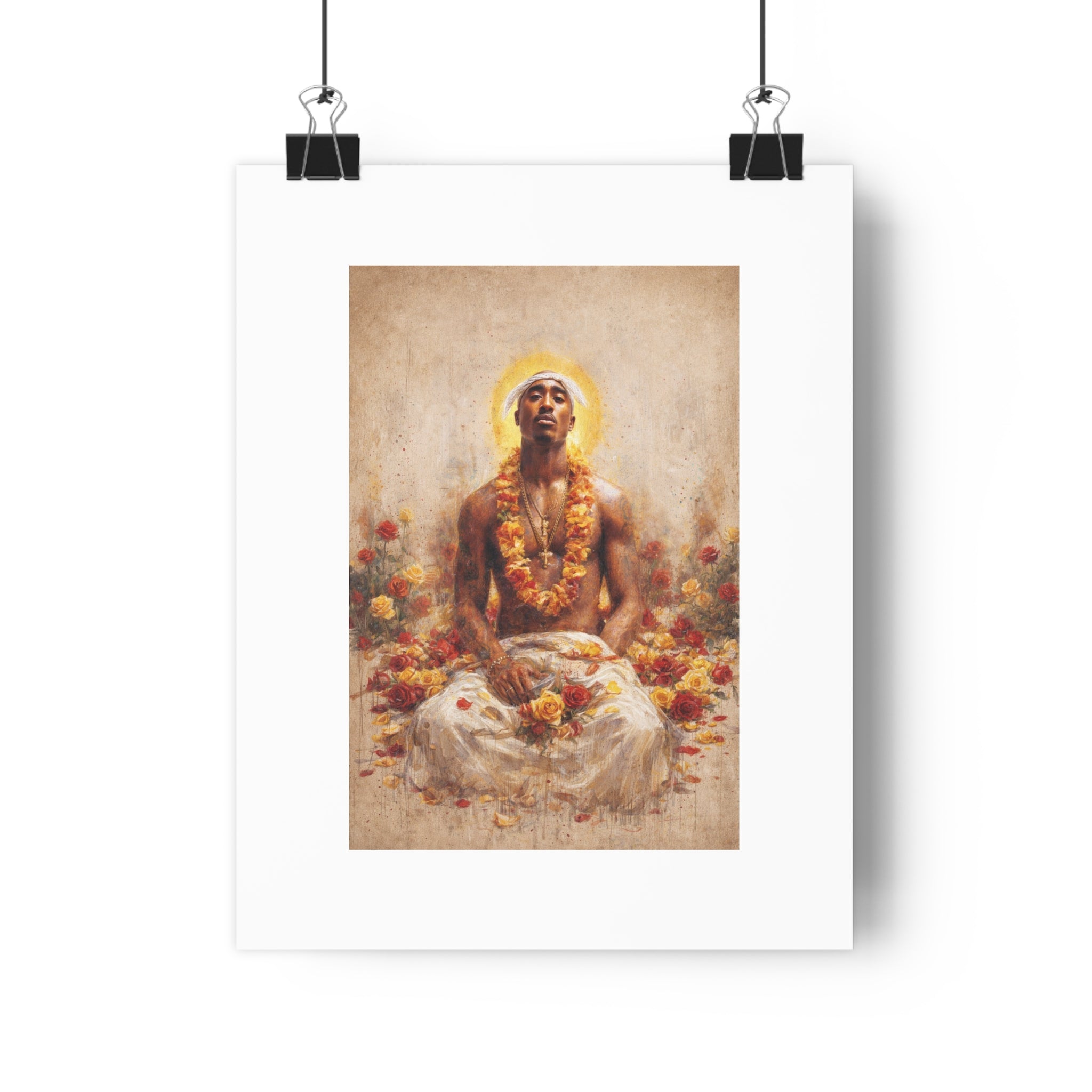 Yoga Meditation Poster — Spiritual Lotus Garlands Wall Art