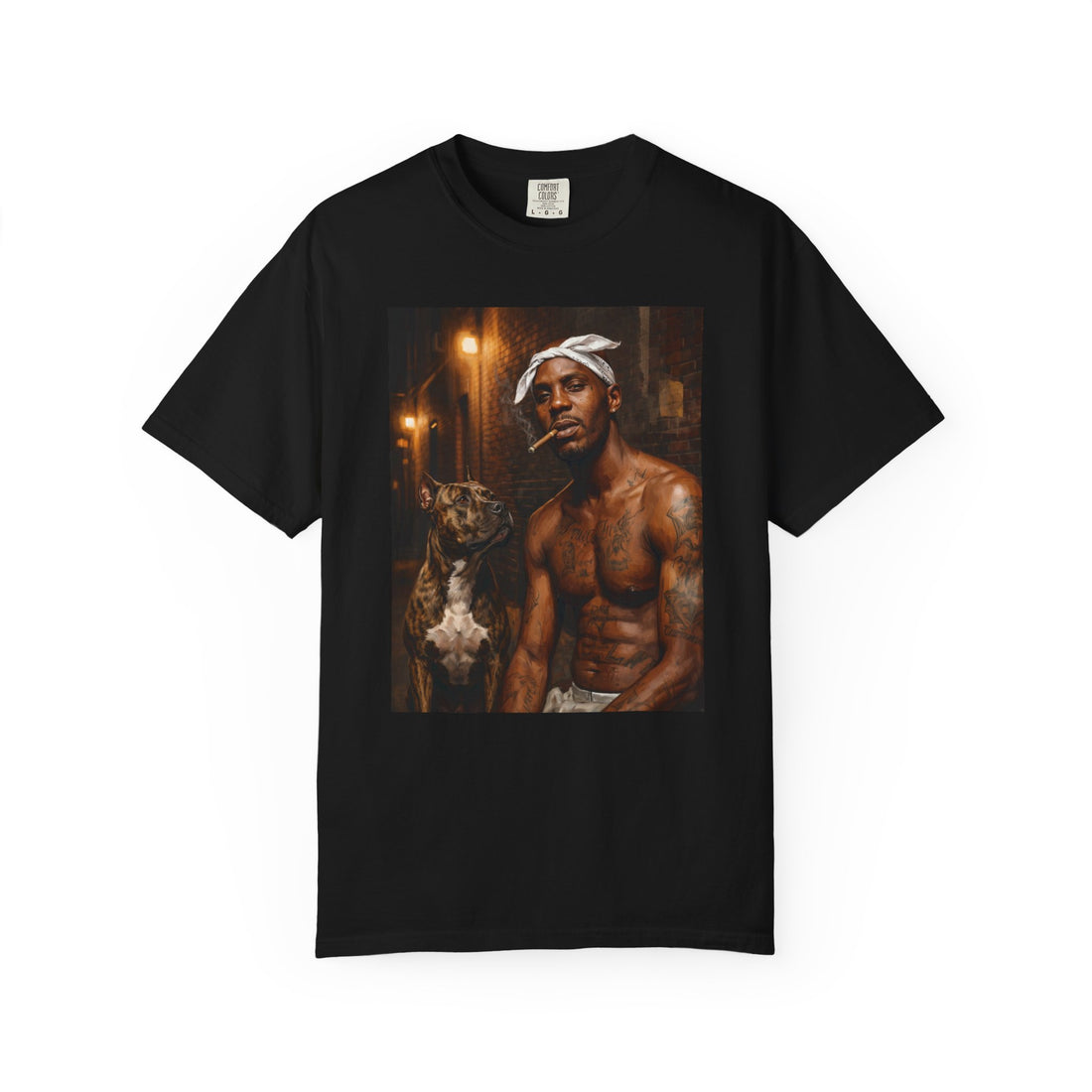 Graphic T-Shirt — Street Style Muscular Portrait with Dog
