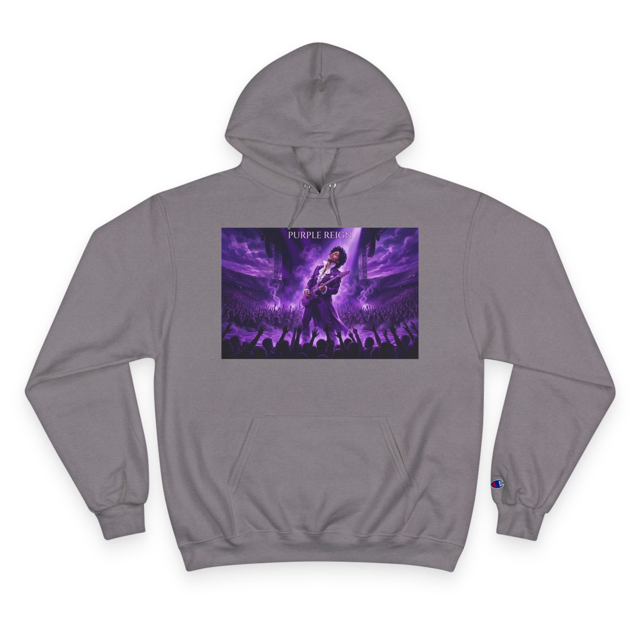 Champion Hoodie with Purple Concert Graphic – Live Music Band Stage Design