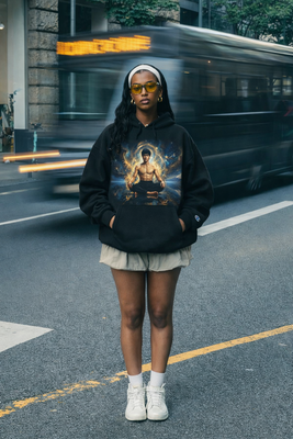 Spiritual Warrior Hoodie — Meditative Champion Art Sweatshirt