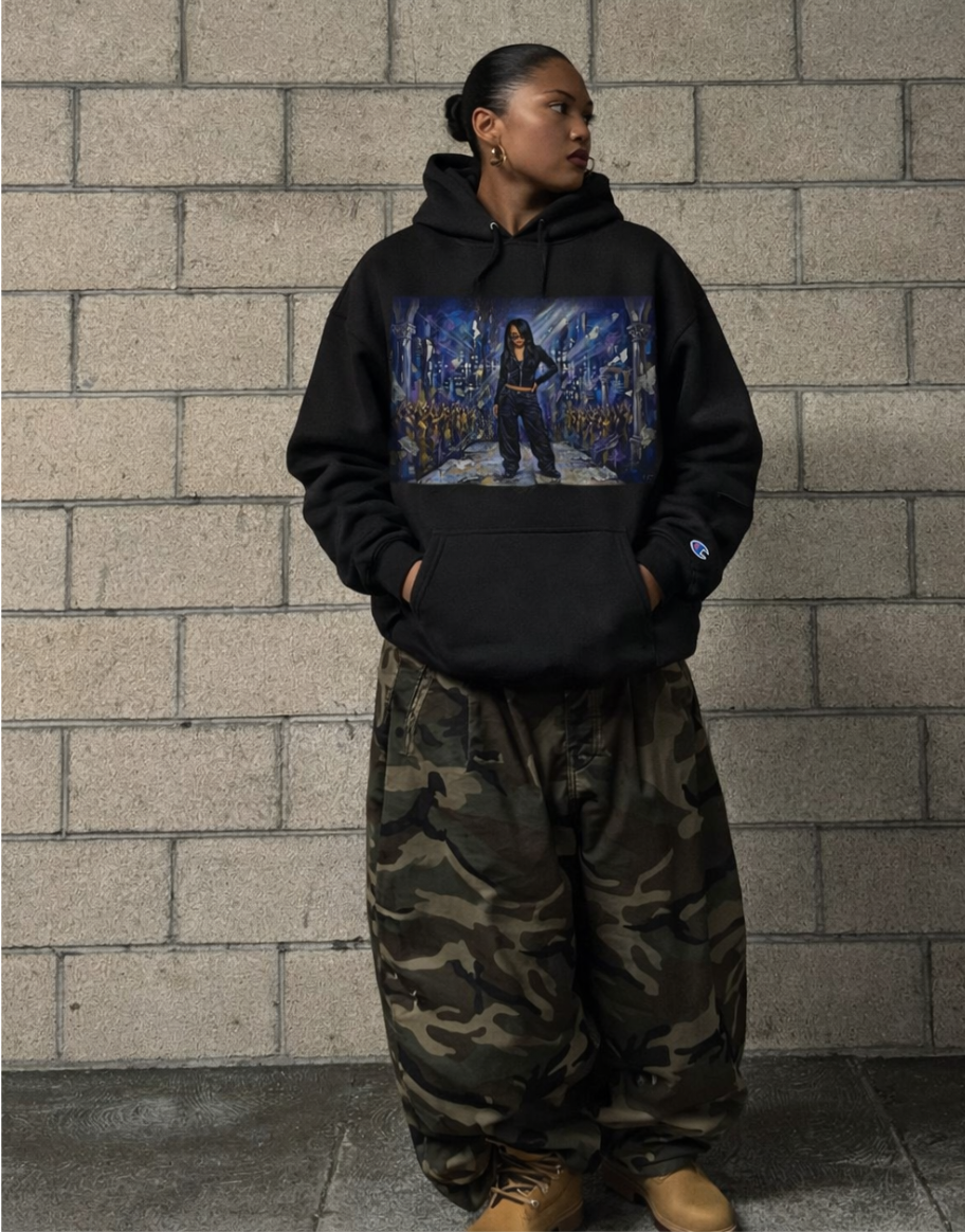 Champion Hoodie — Urban Nightscape Streetwear Hoodie with Bold City Graphic